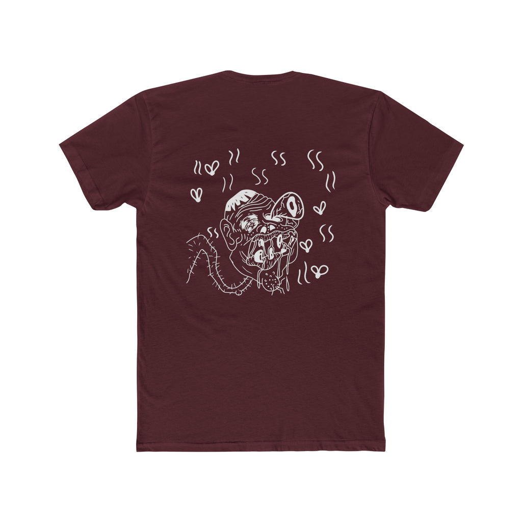 Front and back funny face japanese lettering t shirt