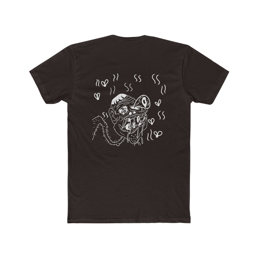 Front and back funny face japanese lettering t shirt