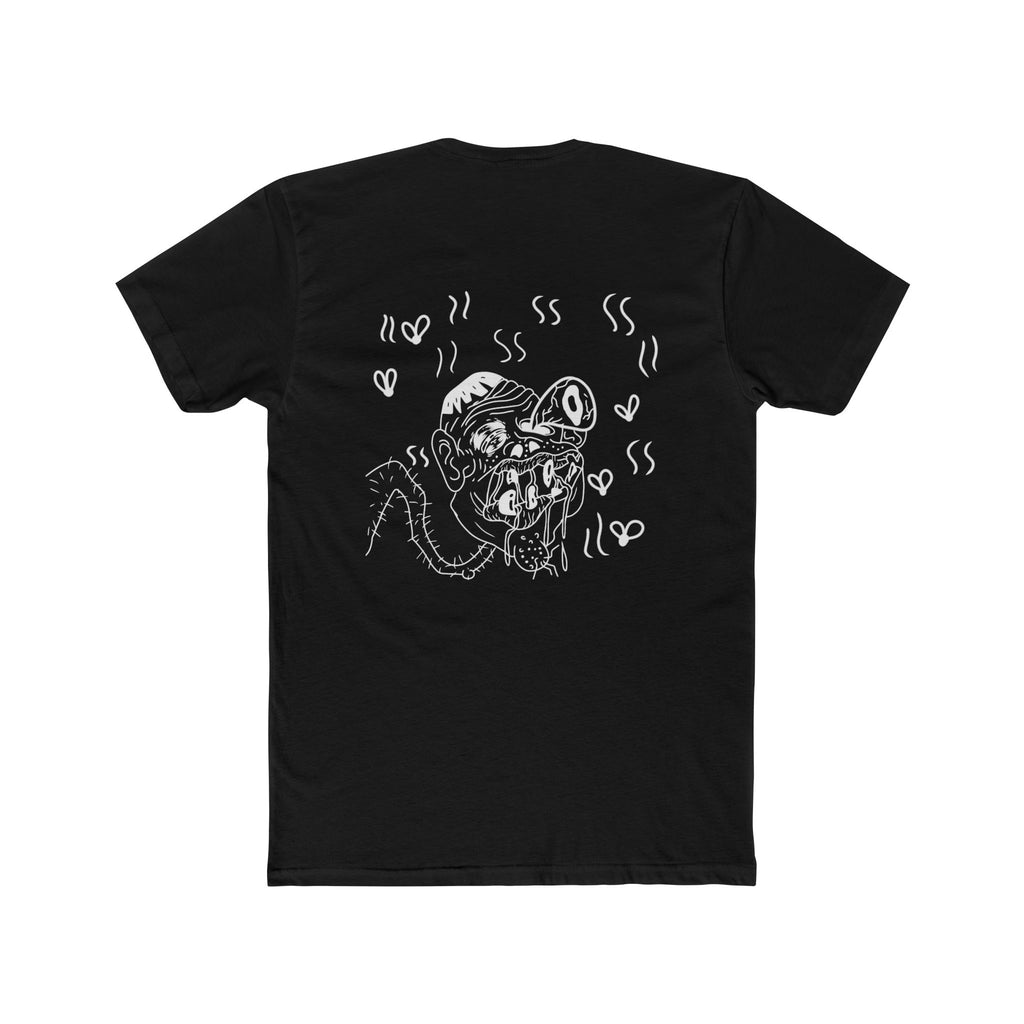 Front and back funny face japanese lettering t shirt