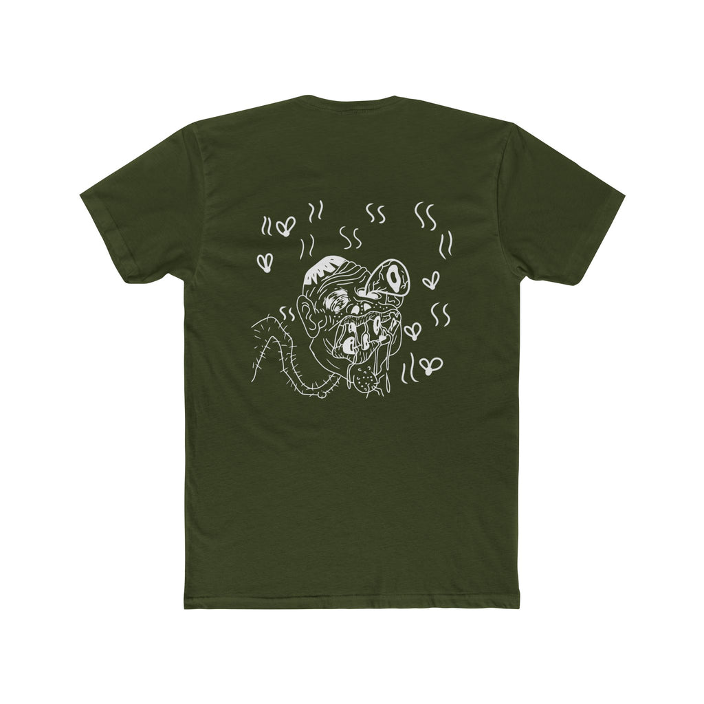 Front and back funny face japanese lettering t shirt